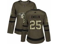 Women Adidas Nashville Predators #25 Alexei Emelin Green Salute to Service NHL Jersey