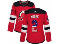 Women Adidas New Jersey Devils #2 John Moore Red USA Flag Fashion NHL Jersey