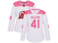 Women Adidas New Jersey Devils #41 Michael McLeod White/Pink Fashion NHL Jersey