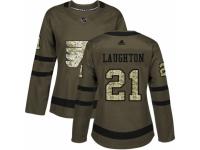 Women Adidas Philadelphia Flyers #21 Scott Laughton Green Salute to Service NHL Jersey