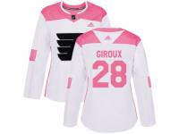 Women Adidas Philadelphia Flyers #28 Claude Giroux White/Pink Fashion NHL Jersey