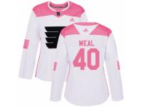 Women Adidas Philadelphia Flyers #40 Jordan Weal White/Pink Fashion NHL Jersey