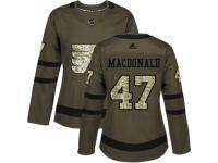 Women Adidas Philadelphia Flyers #47 Andrew MacDonald Green Salute to Service NHL Jersey