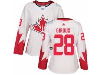 Women Adidas Team Canada #28 Claude Giroux Premier White Home 2016 World Cup Hockey Jersey