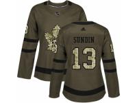 Women Adidas Toronto Maple Leafs #13 Mats Sundin Green Salute to Service NHL Jersey
