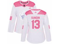 Women Adidas Toronto Maple Leafs #13 Mats Sundin White/Pink Fashion NHL Jersey