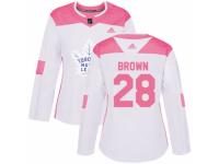 Women Adidas Toronto Maple Leafs #28 Connor Brown White/Pink Fashion NHL Jersey
