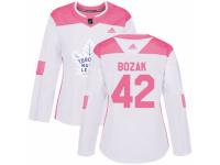 Women Adidas Toronto Maple Leafs #42 Tyler Bozak White/Pink Fashion NHL Jersey