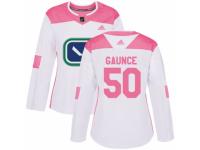 Women Adidas Vancouver Canucks #50 Brendan Gaunce White/Pink Fashion NHL Jersey