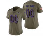 Women Baltimore Ravens Olive 2017 Salute To Service Custom Jersey