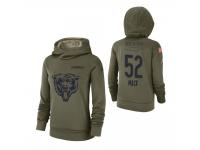 Women Chicago Bears #52 Khalil Mack 2018 Salute to Service Olive Team Logo Pullover Hoodie