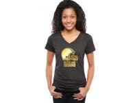 Women Cleveland Browns Pro Line Black Gold Collection V-Neck Tri-Blend T-Shirt
