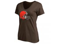 Women Cleveland Browns Pro Line Primary Team Logo Slim Fit T-Shirt Brown