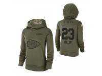 Women Kansas City Chiefs #23 Kendall Fuller 2018 Salute to Service Olive Team Logo Pullover Hoodie