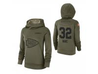 Women Kansas City Chiefs #32 Spencer Ware 2018 Salute to Service Olive Team Logo Pullover Hoodie