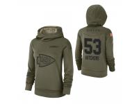 Women Kansas City Chiefs #53 Anthony Hitchens 2018 Salute to Service Olive Team Logo Pullover Hoodie