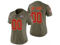 Women Kansas City Chiefs Olive 2017 Salute To Service Custom Jersey
