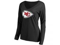Women Kansas City Chiefs Pro Line Primary Team Logo Slim Fit Long Sleeve T-Shirt Black
