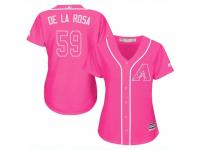 Women Majestic Arizona Diamondbacks #59 Jorge De La Rosa Pink Fashion MLB Jersey