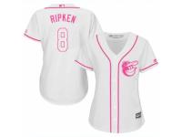 Women Majestic Baltimore Orioles #8 Cal Ripken White Fashion Cool Base MLB Jersey
