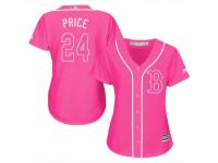 Women Majestic Boston Red Sox #24 David Price Pink Fashion MLB Jersey