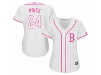 Women Majestic Boston Red Sox #24 David Price White Fashion MLB Jersey