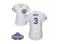 Women Majestic Chicago Cubs #3 David Ross Authentic White Home 2016 World Series Champions Cool Base MLB Jersey