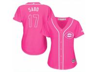 Women Majestic Cincinnati Reds #17 Chris Sabo Pink Fashion Cool Base MLB Jersey