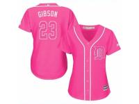 Women Majestic Detroit Tigers #23 Kirk Gibson Pink Fashion Cool Base MLB Jersey