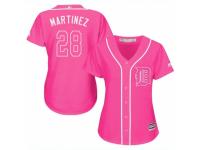 Women Majestic Detroit Tigers #28 J. D. Martinez Pink Fashion Cool Base MLB Jersey