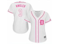 Women Majestic Detroit Tigers #3 Ian Kinsler White Fashion Cool Base MLB Jersey