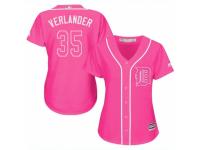 Women Majestic Detroit Tigers #35 Justin Verlander Pink Fashion Cool Base MLB Jersey