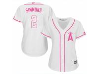 Women Majestic Los Angeles Angels of Anaheim #2 Andrelton Simmons White Fashion Cool Base MLB Jersey