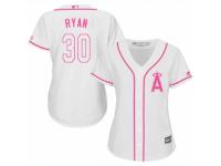 Women Majestic Los Angeles Angels of Anaheim #30 Nolan Ryan White Fashion Cool Base MLB Jersey