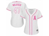 Women Majestic Los Angeles Angels of Anaheim #47 Ricky Nolasco White Fashion Cool Base MLB Jersey