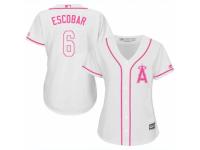 Women Majestic Los Angeles Angels of Anaheim #6 Yunel Escobar White Fashion Cool Base MLB Jersey