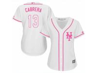 Women Majestic New York Mets #13 Asdrubal Cabrera White Fashion Cool Base MLB Jersey