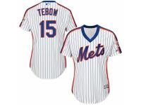 Women Majestic New York Mets #15 Tim Tebow White Alternate Cool Base MLB Jersey