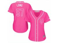 Women Majestic New York Mets #57 Kevin Long Pink Fashion Cool Base MLB Jersey