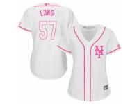 Women Majestic New York Mets #57 Kevin Long White Fashion Cool Base MLB Jersey