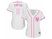 Women Majestic New York Mets #8 Gary Carter White Fashion Cool Base MLB Jersey