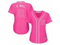 Women Majestic New York Yankees #21 Paul ONeill Pink Fashion Cool Base MLB Jersey