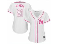 Women Majestic New York Yankees #21 Paul ONeill White Fashion Cool Base MLB Jersey