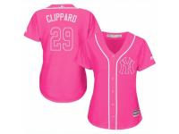 Women Majestic New York Yankees #29 Tyler Clippard Pink Fashion Cool Base MLB Jersey