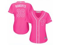 Women Majestic Philadelphia Phillies #36 Robin Roberts Pink Fashion Cool Base MLB Jersey