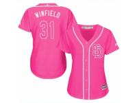 Women Majestic San Diego Padres #31 Dave Winfield Pink Fashion Cool Base MLB Jersey