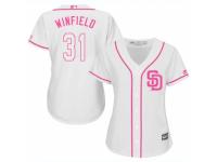 Women Majestic San Diego Padres #31 Dave Winfield White Fashion Cool Base MLB Jersey