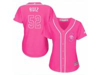 Women Majestic Seattle Mariners #52 Carlos Ruiz Pink Fashion Cool Base MLB Jersey