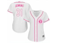 Women Majestic Texas Rangers #31 Ferguson Jenkins White Fashion Cool Base MLB Jersey