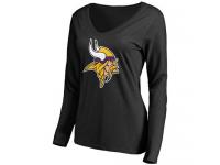 Women Minnesota Vikings Pro Line Primary Team Logo Slim Fit Long Sleeve T-Shirt Black